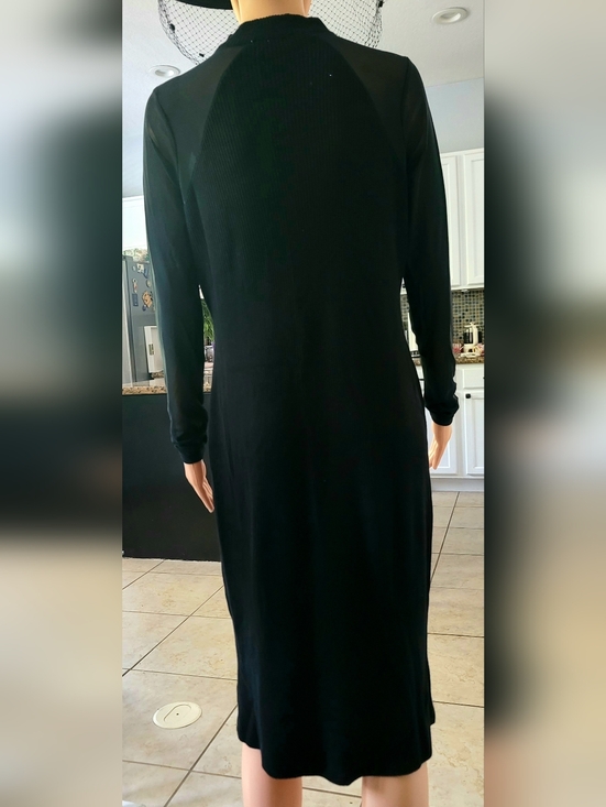 No Boundaries Black Long Sleeve Sheer-Panel Midi Dress - Picture 3 of 4